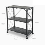 Folding kitchen shelf sorting rack multi-layer - Three Layer - Black Color