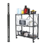 Folding kitchen shelf sorting rack multi-layer - Three Layer - Black Color