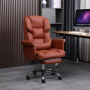 Fotel Biurowy Premium Elegance z Podnóżkiem - Skórzany Brąz