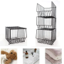 Four layers wheeled storage wire basket - brown