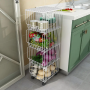 Four layers wheeled storage wire basket - white