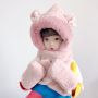 Hat and scarf in one- pink - Suitable for ages two to twelve(321)