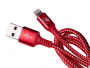 HF-1022 - Cable USB Nylon HALOFUTURE iPhone 5/ 5S/ 6/ 6S/ 7/ 8 - red