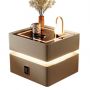 High sense smart bedside table with light wireless charging-Khaki