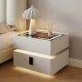 High sense smart bedside table with light wireless charging-White(50*40*50cm)