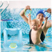 Inflatable Swimming Ring with Sunshade for Toddlers-Blue