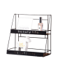 Iron double-layer cosmetic storage rack - black