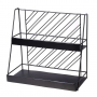 Iron double-layer cosmetic storage rack stripes - black