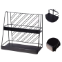Iron double-layer cosmetic storage rack stripes - black