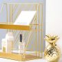 Iron double-layer cosmetic storage rack stripes - gold