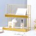 Iron double-layer cosmetic storage rack stripes - gold