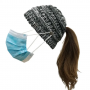 knitted hat ponytail hole - mix black
