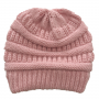 knitted hat ponytail hole - pink