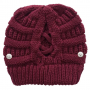 knitted hat ponytail hole - purplish red
