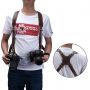 Leather camera shoulder strap Double shoulders - Brown Color