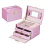 Leather three-layer jewelry storage box 17,5*14*13cm - light pink