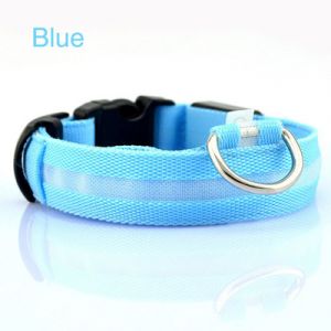 LED Dog Collar Night Flash Nylon BLUE L