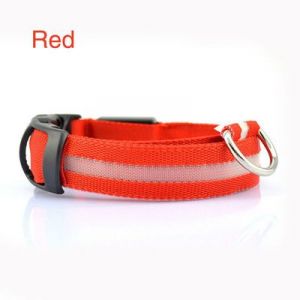 LED Dog Collar Night Flash Nylon Red S