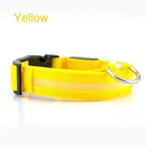 LED Dog Collar Night Flash Nylon Yellow M