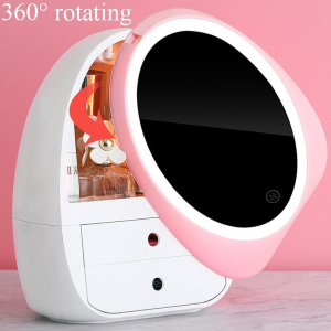 LED Lights Makeup Storage Box- Pink
