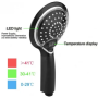 LED temperature display shower head - Black Color