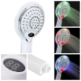 LED temperature display shower head - white