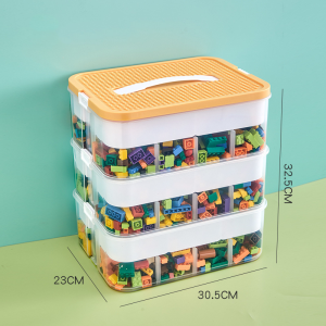 Lego building block storage box-three layers(Orange)