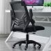 Office mesh chair, wheeled foot style - black