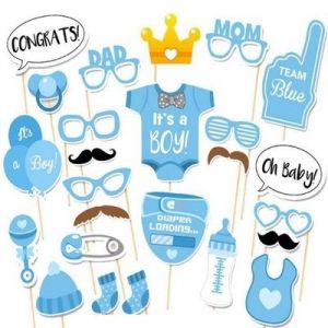 Paper baby shower photo props - Boy, blue