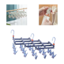 Plastic folding clothes hanger-19 clips -dark purple