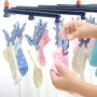 Plastic folding clothes hanger-19 clips -dark purple