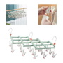 Plastic folding clothes hanger- 19 clips-green