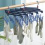 Plastic folding clothes hanger-29 clips -dark purple