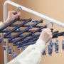Plastic folding clothes hanger-29 clips -dark purple