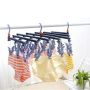 Plastic folding clothes hanger-29 clips -dark purple