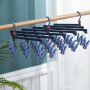 Plastic folding clothes hanger-29 clips -dark purple