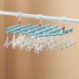 Plastic folding clothes hanger-29 clips -light blue