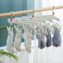 Plastic folding clothes hanger-29 clips -white