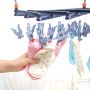 Praktyczny składany wieszak suszarka na ubrania z klipsami, 29 klipsów, ciemnoniebieski