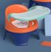 Przenośne krzesełko dla dziecka do karmienia i zabawy - pomarańczowo granatowe