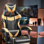 Racing office chair with footrest - Yellow/Black