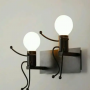 Retro wrought minimalist little iron man wall lamp- Double balck type(without bulb)