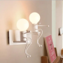 Retro wrought minimalist little iron man wall lamp- Double white type(without bulb)