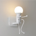 Retro wrought minimalist little iron man wall lamp- Single white type(without bulb)