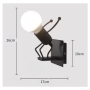 Retro wrought minimalist little iron man wall lamp-Type 2(without bulb)