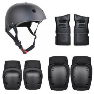 Roller Skating Protector / Children's Helmet Set (59-80kg) 7pcs/set - Black size:L
