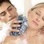 Rose bath mesh ball - dark blue