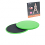 Set of 3in1 Fitness 2pcs glidind discs, 5pcs of bands, bag - green