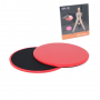 Set of 3in1 Fitness 2pcs glidind discs, 5pcs of bands, bag - red