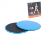 Set of 3in1 Fitness 2pcs gliding discs, 5pcs of bands, bag - blue